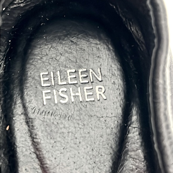 Eileen Fisher Sydney Sneaker Black Leather Athleisure Adjustable Sneaker Loafer - Picture 7 of 8